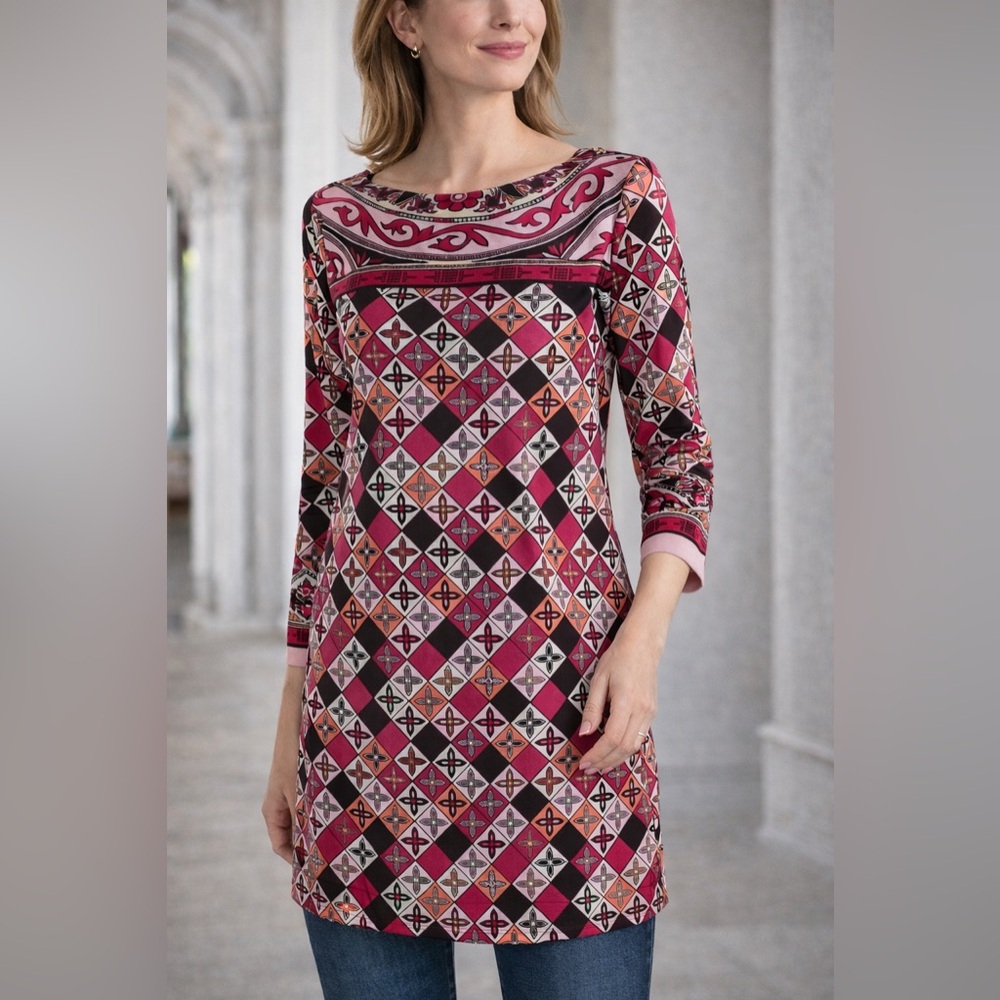 Tory Burch •100% Silk Long Sleeve Dressy Tunic Top, size M